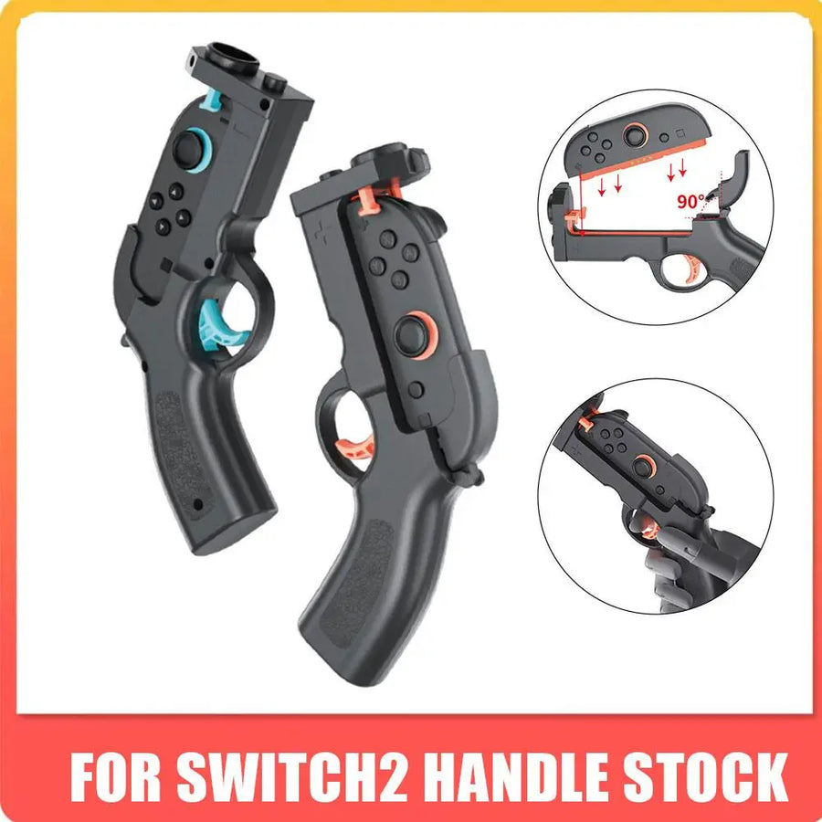 2PCS Shooting Game Gun For Switch 2 Left and Right Controller Shooting Gunstock Hand Grip For NS2 Gaming Accessories