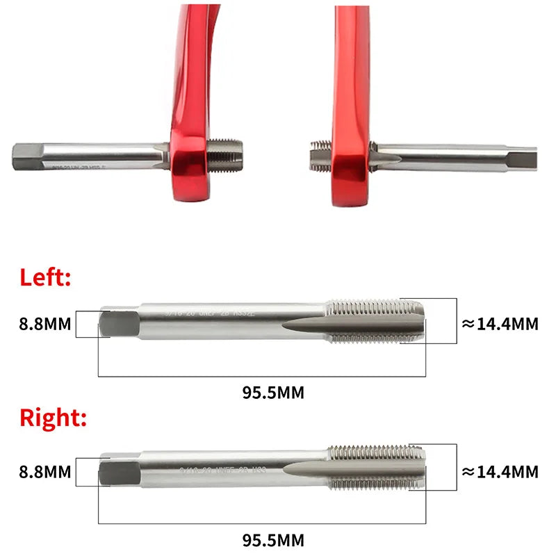 Bike Crank Pedal Thread Tap High Speed Steel Left Right Hand Thread Repair Drill Bits MTB Road Crankset Wire Tap Tools