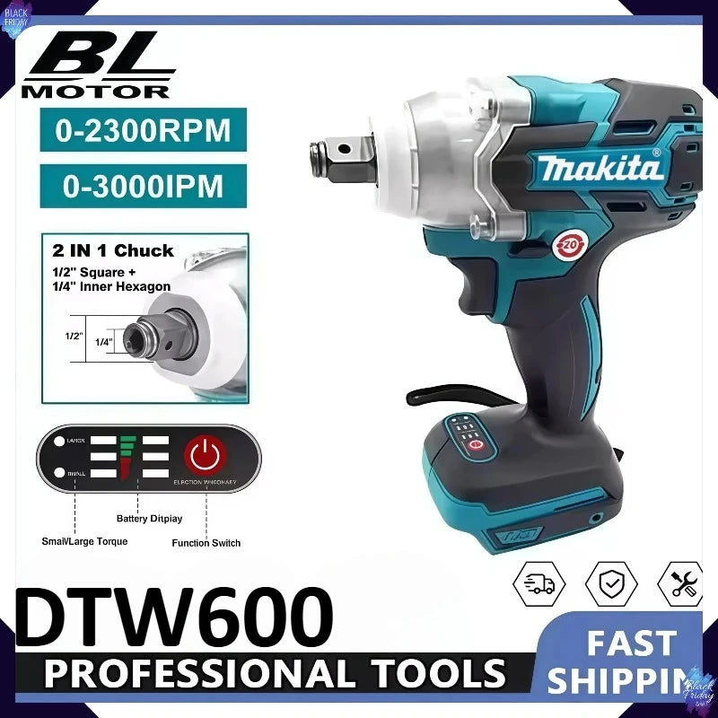 Makita Brushless Electric Wrench Impact Wrench DTW600 Cordless Auto Repair Power Tools High Torque Rechargeable Tool