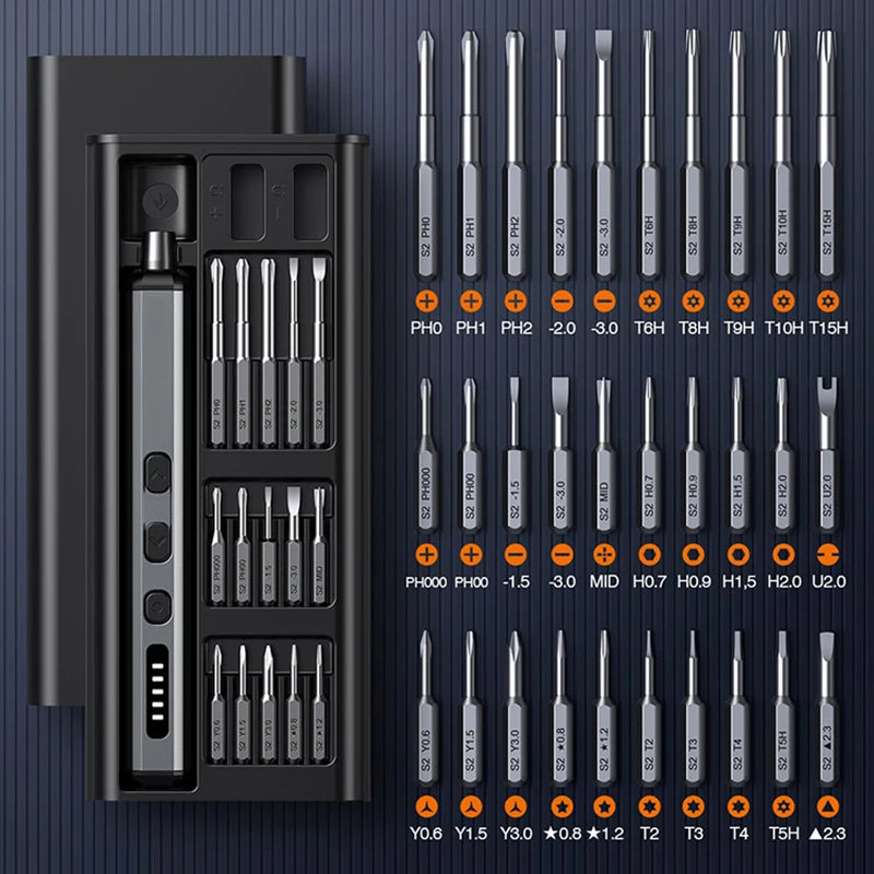 Electric Screwdriver Set Precision Power Tool Kit Rechargeable With LED Light 30 Bits For PC Mobile Phone Repair Tools DIY Hand