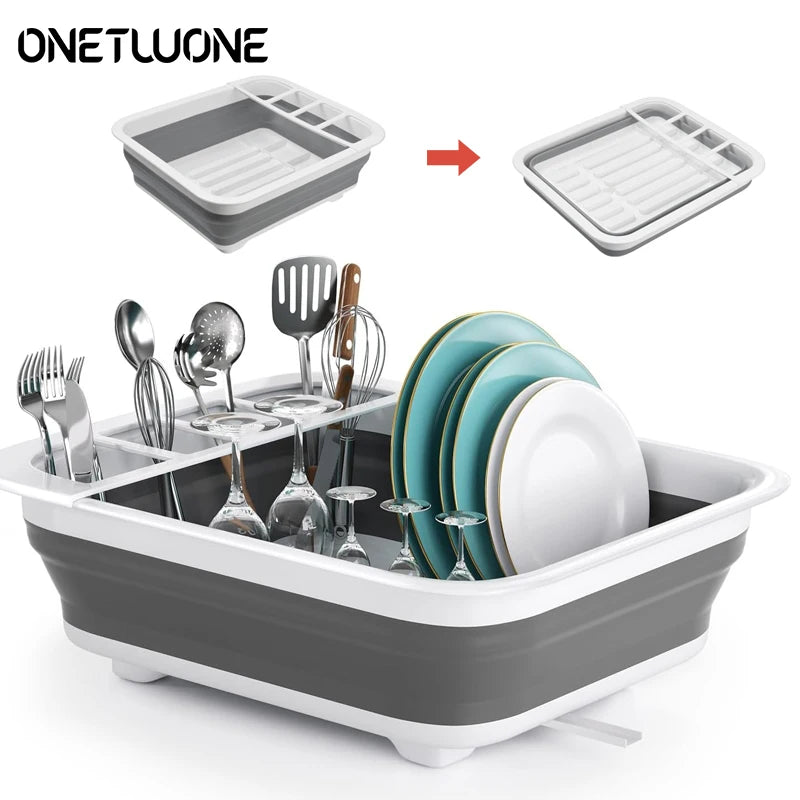 Kitchen Foldable Dish Rack Storage Holder Drainer Bowl Tableware Plate Portable Drying Rack Home Dinnerware Dish Rack Organizer