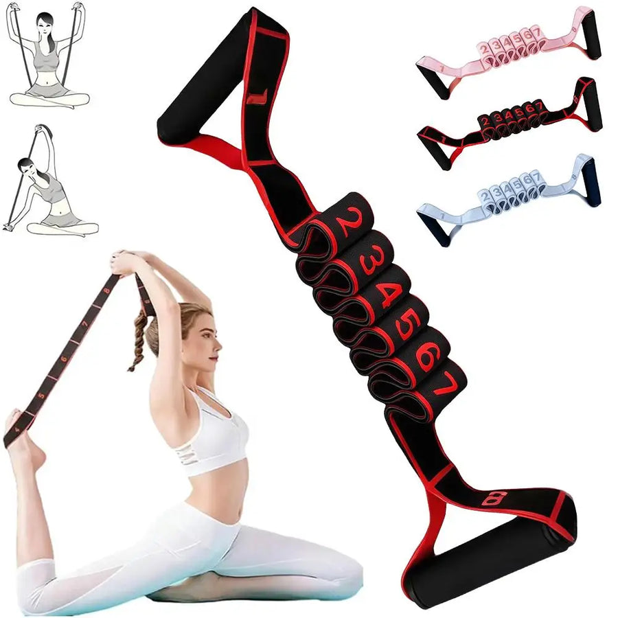 Fitness Resistance Band For Yoga Pilates Stretching Fitness Training 8 Adjustable Resistance Level Digital Marking Fitness Suppl