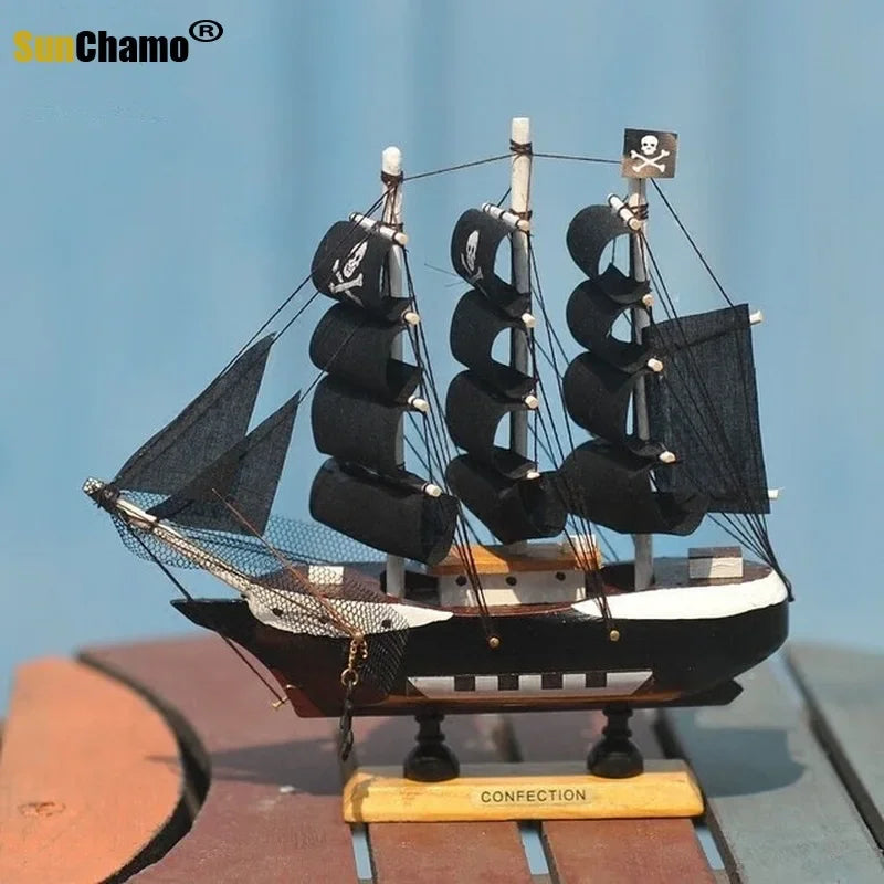 Home Decoration Mediterranean Style Caribbean Pirate Black Pearl Ship Model Birthday Gift Desk Ornament A01 Living Room Decor