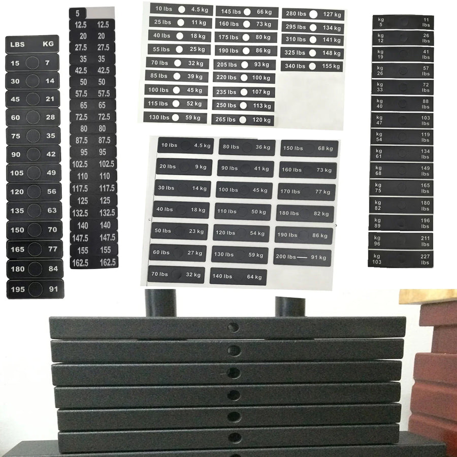 1pc Fitness Equipment Weight Stickers 4.5/7-91/120kg 5-103kg 5-162.5kg Weight Stack Labels Sticker Gym Counterweight Block Parts