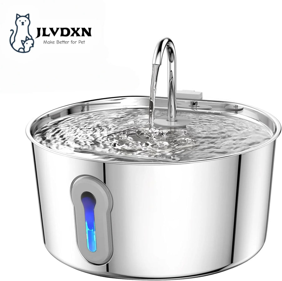 Cat Water Fountain, 4.0L Automatic Pet Fountain Stainless Steel Large Dog Water Dispenser with Quiet Pump for Cat Dog Inside