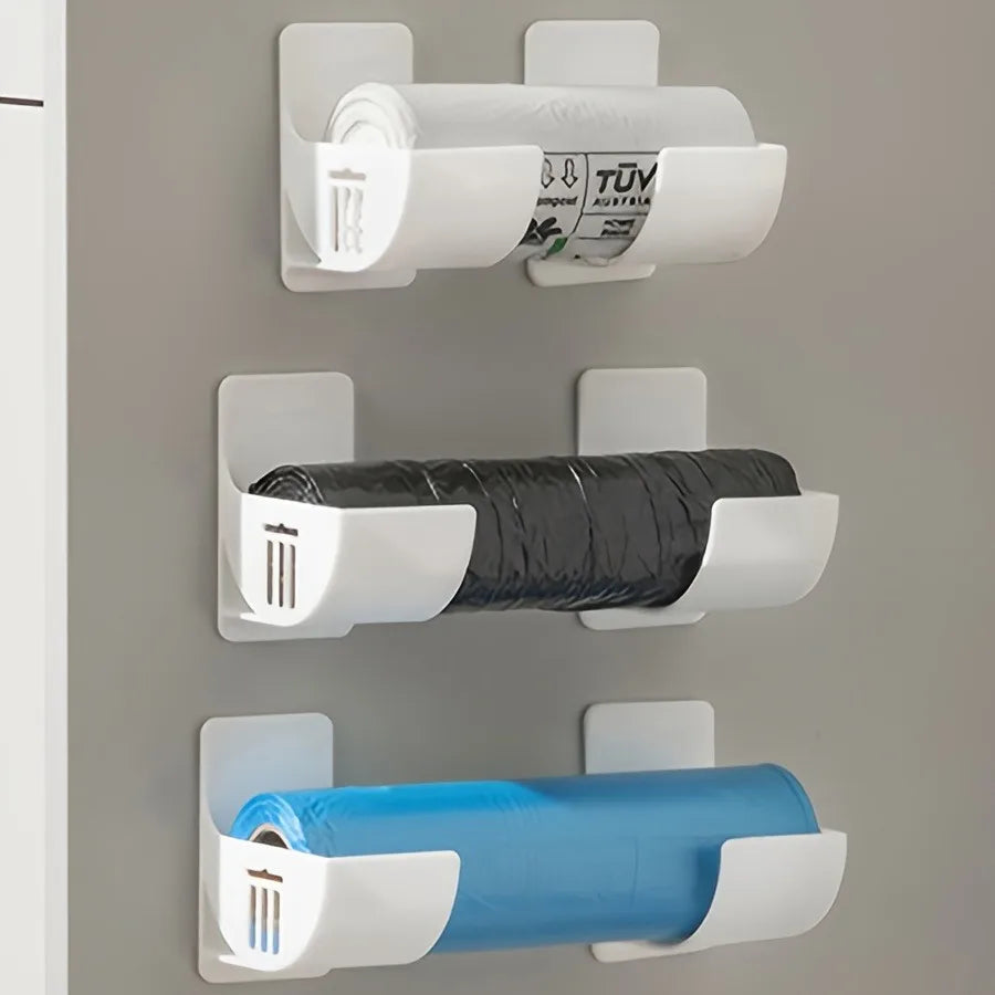 Set of 2 Cabinet Door Organizers, Space-Saving Trash Bag And Cling Film Holder | Under-Cabinet Installation for a Tidy Kitchen