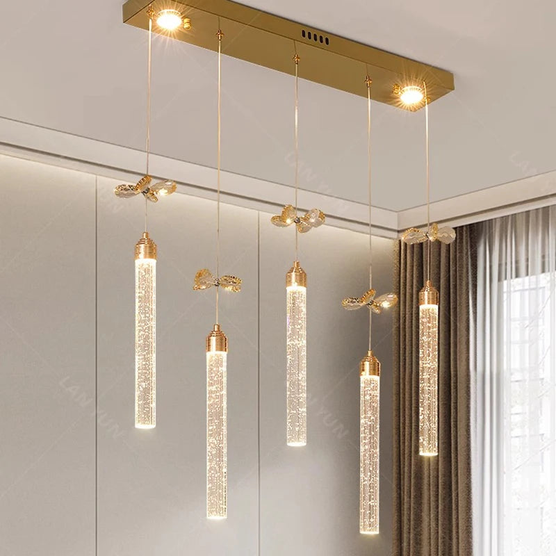 Modern home decoration salon lamps for living room smart crystal Pendant lights dining room indoor lighting
