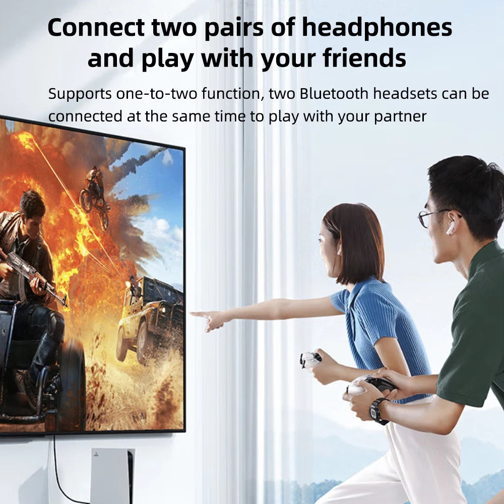 for PS5 PS4 TV Computer Bluetooth Headset Wireless Audio Transmitter Bluetooth 5.3 Audio Adapter Driver-free/Plug and Play
