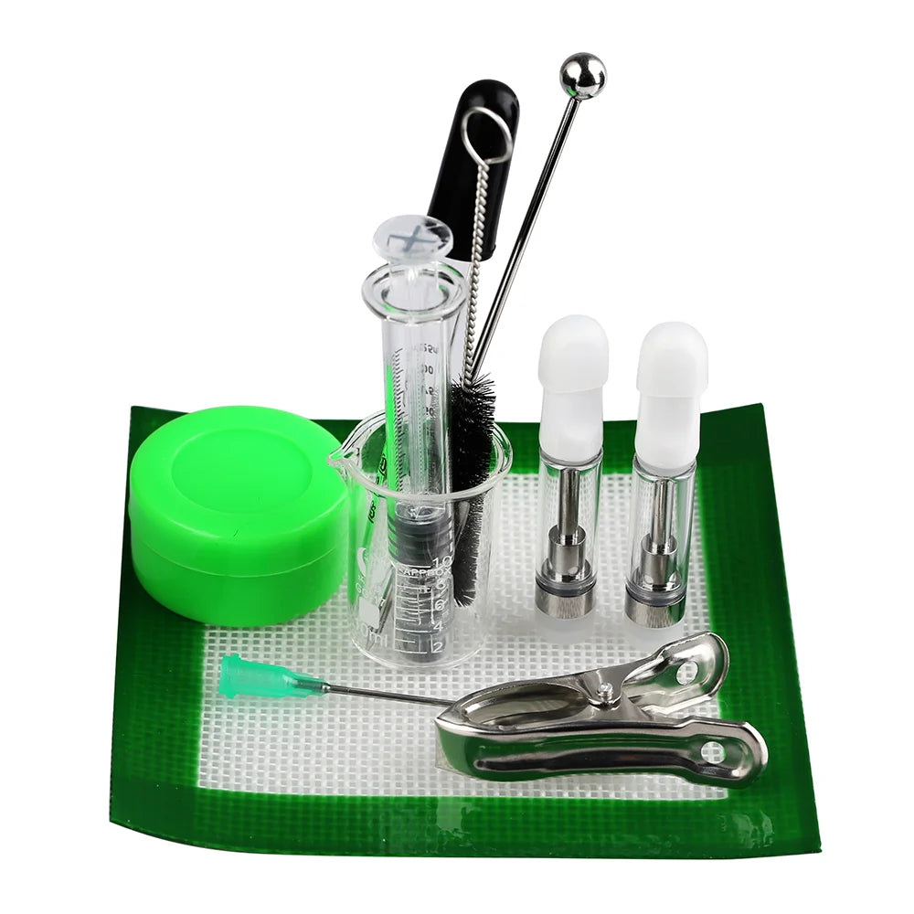 Original LTQ Tool Kit Stainless steel tool 10ml Glass beaker Brush Dropper Beaker Syrince DIY Terp done Tool Set