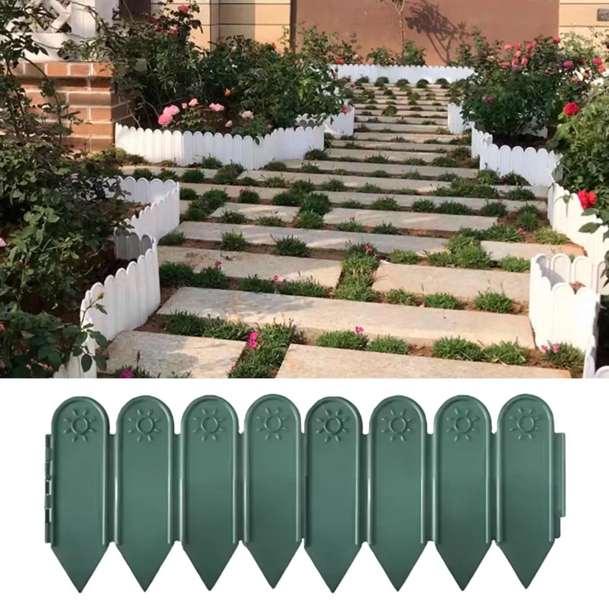Garden Fence Border with Stake Outside Fence Ornament Lightweight Decorative for Fence/Border Flower Bed Edging Yard Flower Lawn