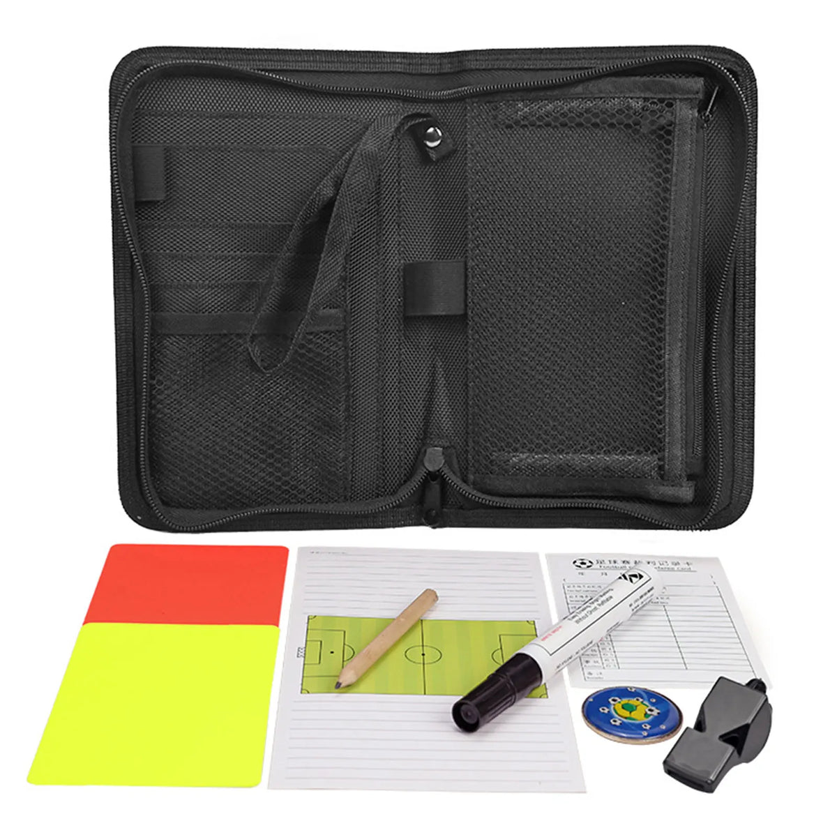 Professional Football Referee Bag With Red Yellow Card,Toss Tool,Record Card,Pen Soccer Wallet Set Kit Referee Equipment