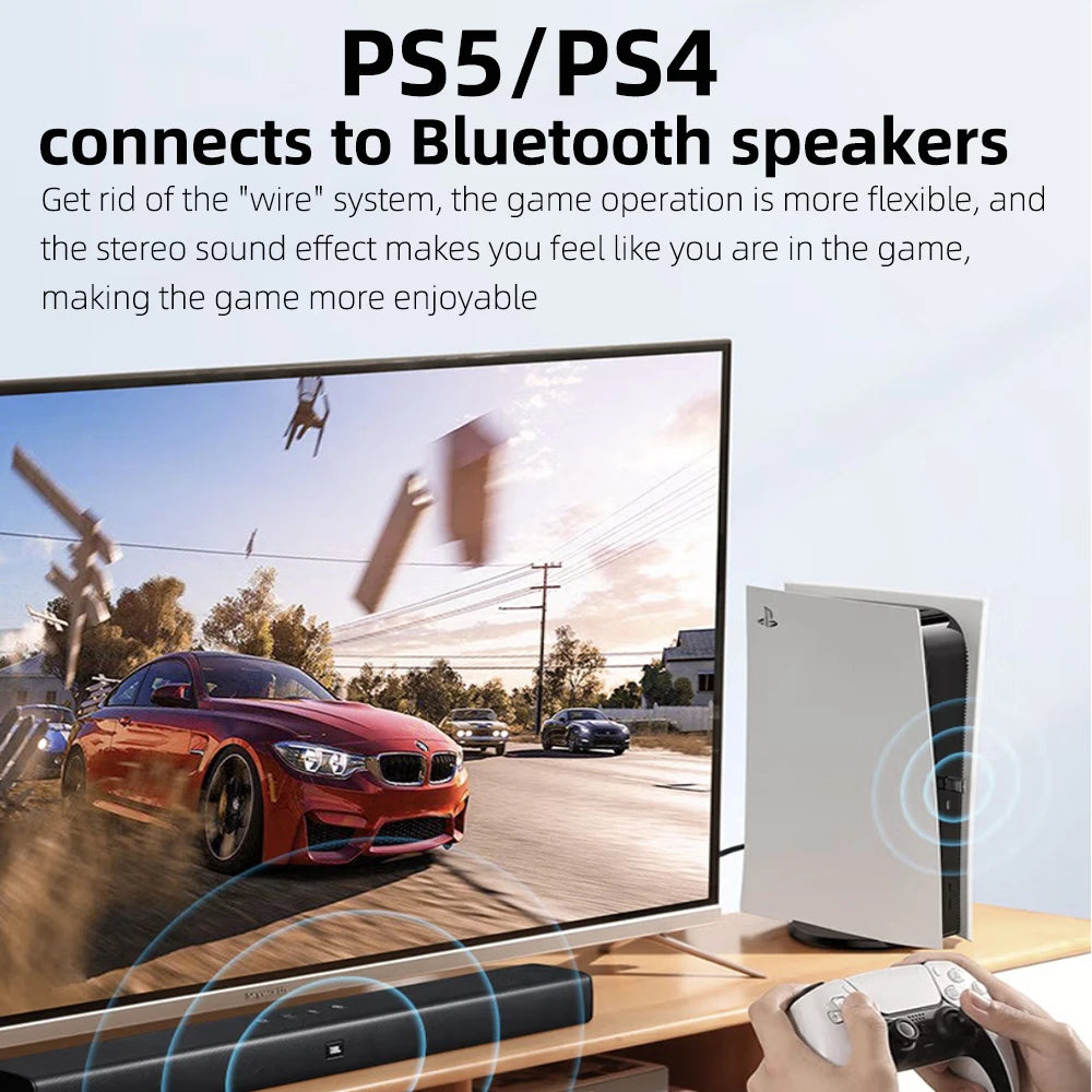 for PS5 PS4 TV Computer Bluetooth Headset Wireless Audio Transmitter Bluetooth 5.3 Audio Adapter Driver-free/Plug and Play