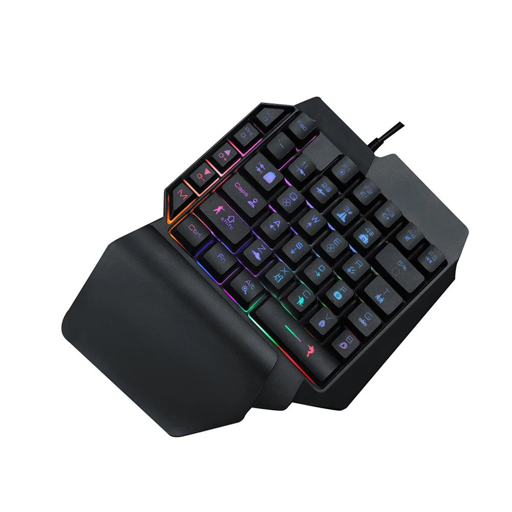 39 Key Mechanical Keyboard Gaming, RGB USB Wired Mouse Gamer Keypad Backlight Game Controller For Gamer Tablet PC Laptop