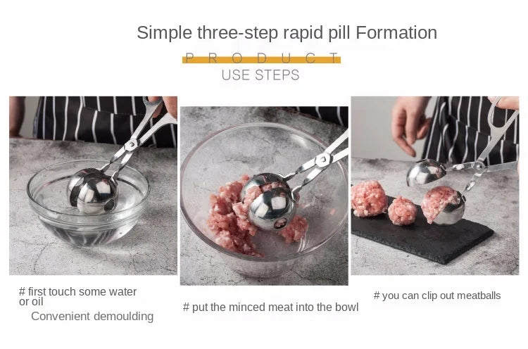 Kitchen Accessories Gadgets - Meatball Maker Clip, Fish Ball, Rice Ball Making Mold Form Tool, Stainless Steel Cuisine