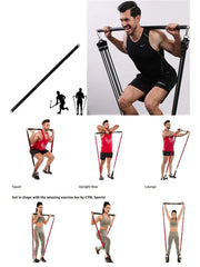Workout Bar Fits All Resistance Bands with Clip Portable Resistance Bands Exercise Bar for Fitness Home Gym Workout Full Body