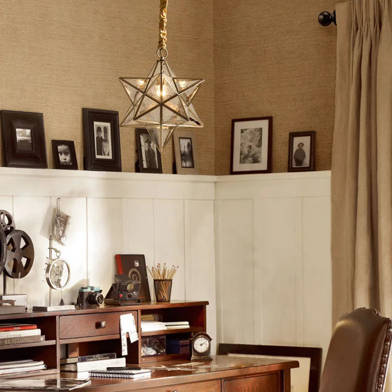 Simple bedroom living room bar balcony creative personality corridor glass/copper star chandelier lamps