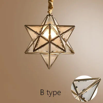 Simple bedroom living room bar balcony creative personality corridor glass/copper star chandelier lamps