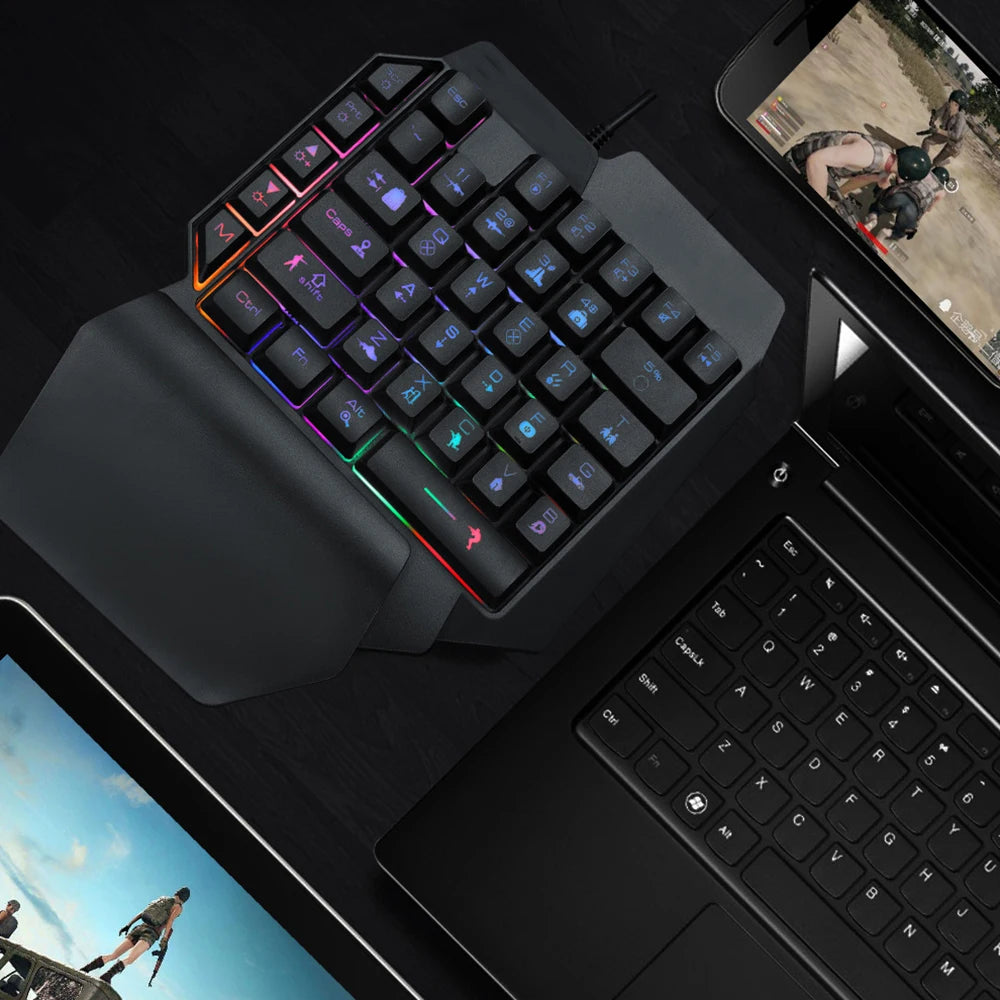 39 Key Mechanical Keyboard Gaming, RGB USB Wired Mouse Gamer Keypad Backlight Game Controller For Gamer Tablet PC Laptop