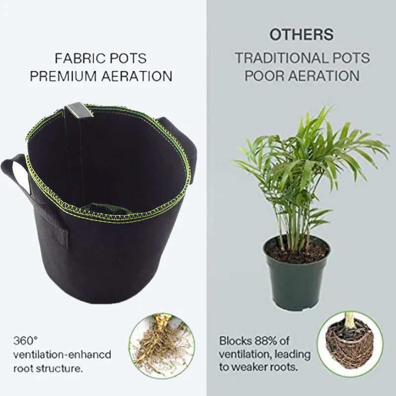 1/2/3 gallon Plant Grow Bags Nursery pots Veg Potato Transplanting planting Flower Pots Self-Adhesion Fabric Supplies Garden To