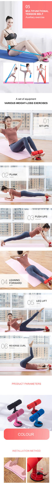 Sit Up Assistant Abdominal Core Workout Sit Up Bar Fitness Sit Ups Exercise Equipment Portable Suction Sport Home Gym Lose Weigh