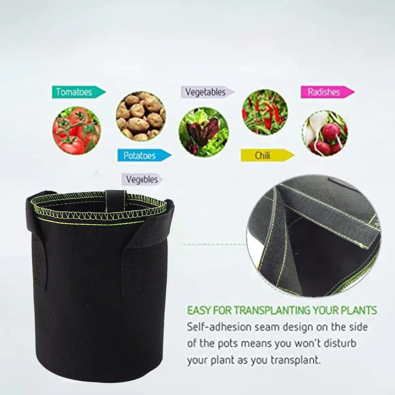 1/2/3 gallon Plant Grow Bags Nursery pots Veg Potato Transplanting planting Flower Pots Self-Adhesion Fabric Supplies Garden To