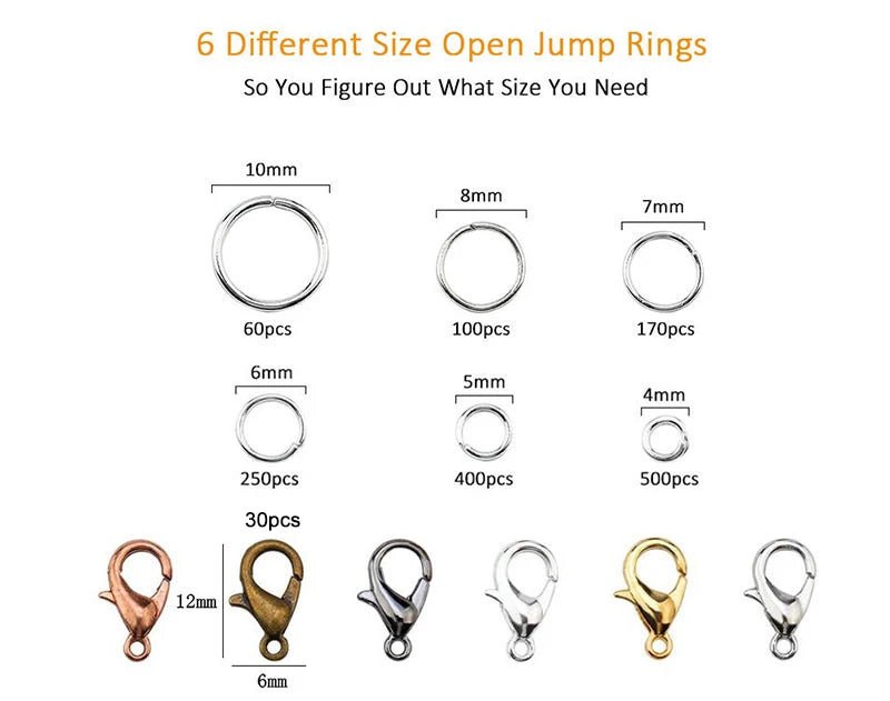 A Set Jewelry Findings Tool Set Open Jump Rings,Jewelry Pliers, Lobster Clasps hooks, jewelry tweezers Jewelry Making Supplies