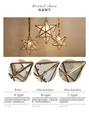 Simple bedroom living room bar balcony creative personality corridor glass/copper star chandelier lamps