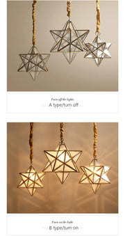 Simple bedroom living room bar balcony creative personality corridor glass/copper star chandelier lamps