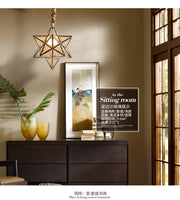 Simple bedroom living room bar balcony creative personality corridor glass/copper star chandelier lamps