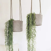 Garden Hanging Planter Woven Plant Storage Basket Indoor Outdoor Flower Holder Home Balcony Ornaments Flower Pot Patio Decor