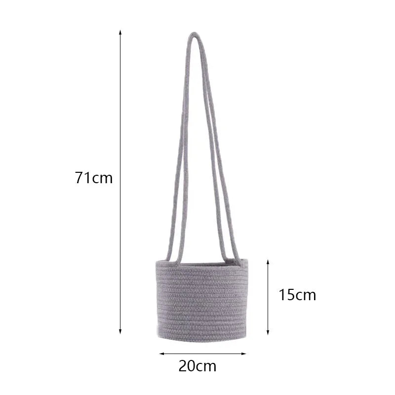 Garden Hanging Planter Woven Plant Storage Basket Indoor Outdoor Flower Holder Home Balcony Ornaments Flower Pot Patio Decor
