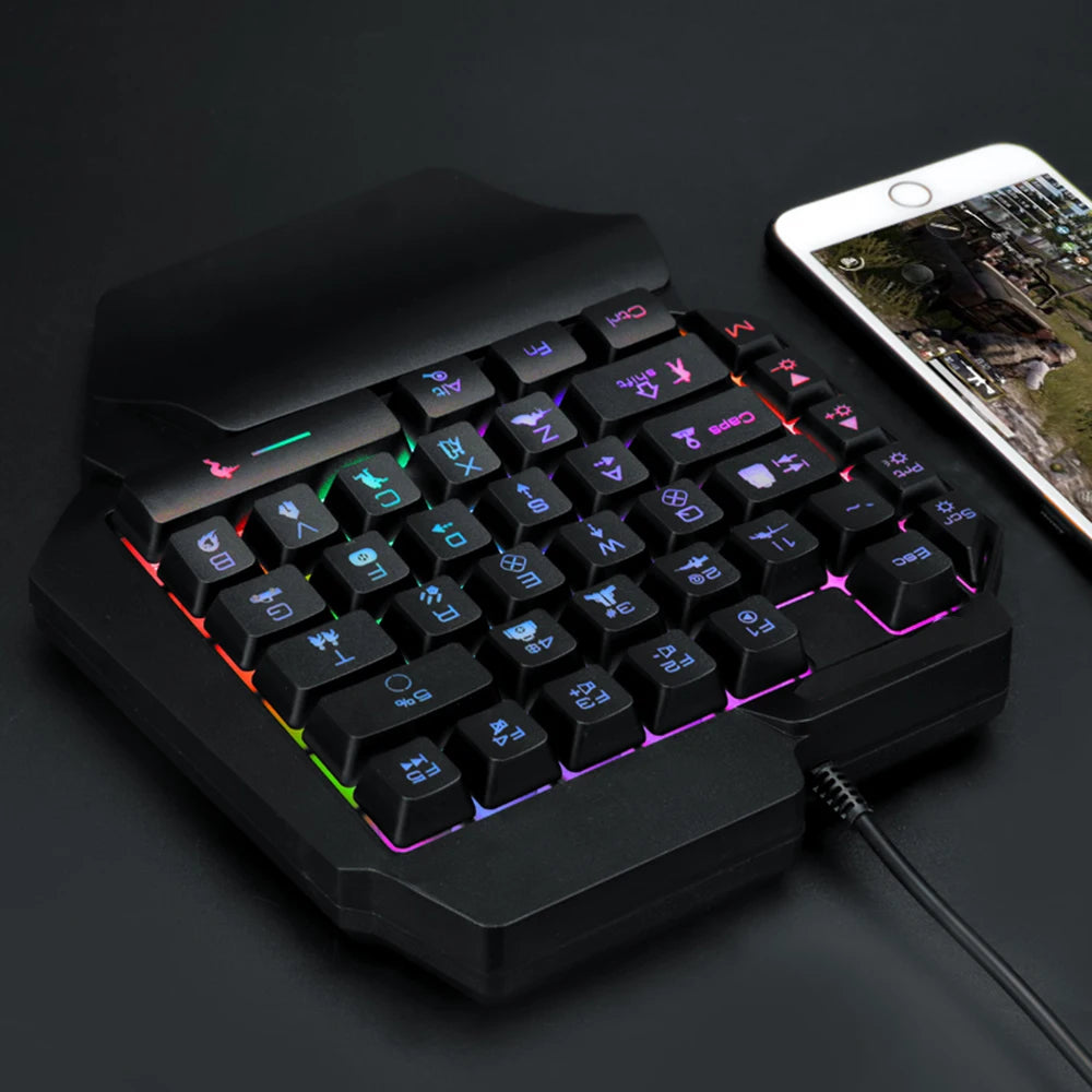39 Key Mechanical Keyboard Gaming, RGB USB Wired Mouse Gamer Keypad Backlight Game Controller For Gamer Tablet PC Laptop