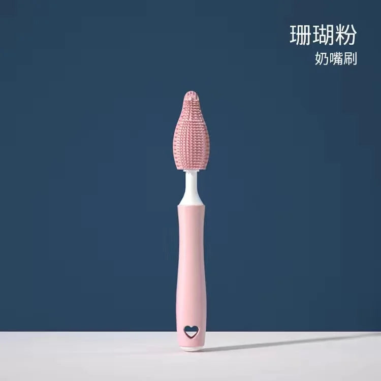 Silicone Bottle Cleaning Brush Baby Pacifier Straw Scrubber Small Brush 360 Degree Glass Cup Washing Kitchen Cleaning Tool Set