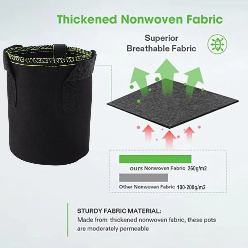 1/2/3 gallon Plant Grow Bags Nursery pots Veg Potato Transplanting planting Flower Pots Self-Adhesion Fabric Supplies Garden To