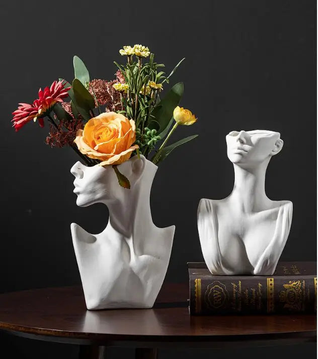 Ceramic Dried Flower Vase Home Art Deco Vase Nordic White Handicraft Decoration Living Room Desktop Flower Arrangement Vase