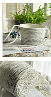 Garden Hanging Planter Woven Plant Storage Basket Indoor Outdoor Flower Holder Home Balcony Ornaments Flower Pot Patio Decor