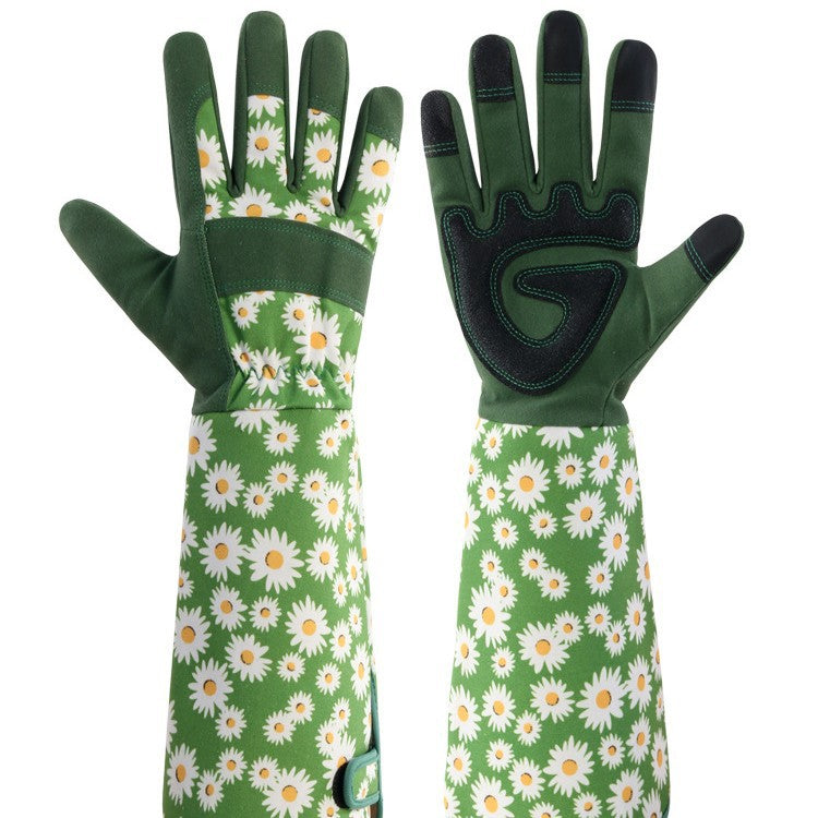 Gardening Gloves for Women Breathable Long Garden Gloves with Grip Thorn-Proof Leather Work Gardening Gloves