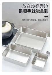Food Storage Trays Rectangle Preservation Box with Plastic Cover Stainless Steel Multi-Function Rustproof Barbecue Food Storager