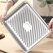 Stainless Steel Kitchen Storage Container With Tray – Refrigerator Organizer For Dumplings, Fruits, Vegetables, Meat, And Cakes