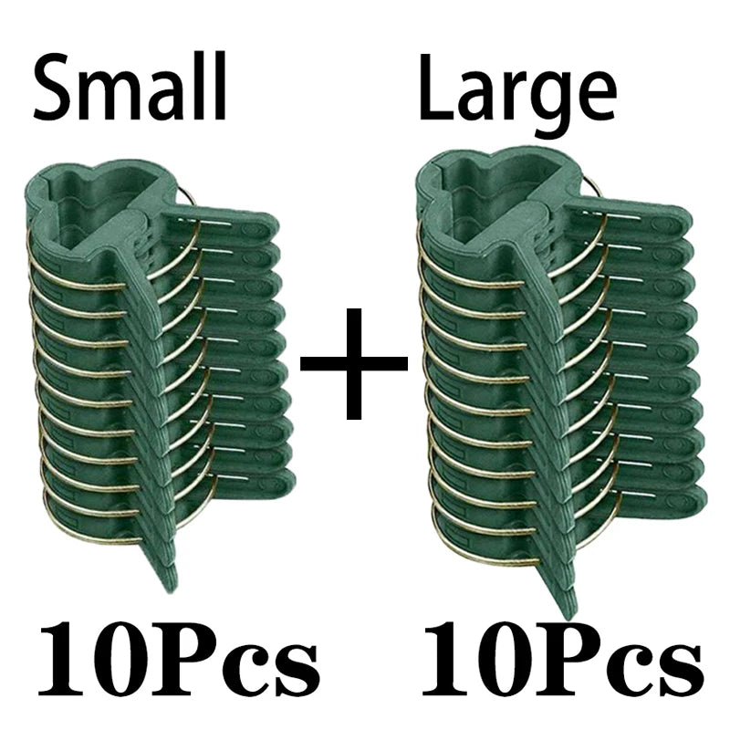 10pcs/set Green Garden Plant Fixed Clips Garden Tools for Greenhous Vegetables Stem Vines Grape Clamp Support Straighten Stems