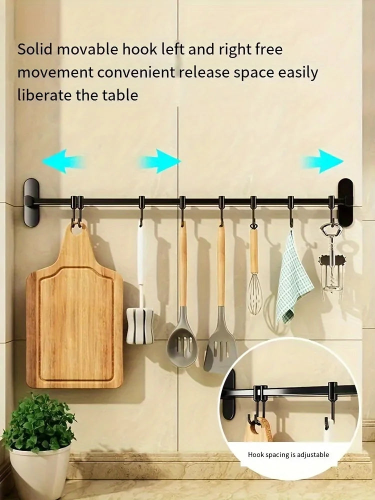 1 Piece Of Kitchen Equipment Storage Rack Such As Pot Lid And Spatula Wall-Mounted Hook Rack Multi-Way Storage For Kitchen Items