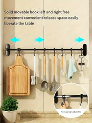 1 Piece Of Kitchen Equipment Storage Rack Such As Pot Lid And Spatula Wall-Mounted Hook Rack Multi-Way Storage For Kitchen Items