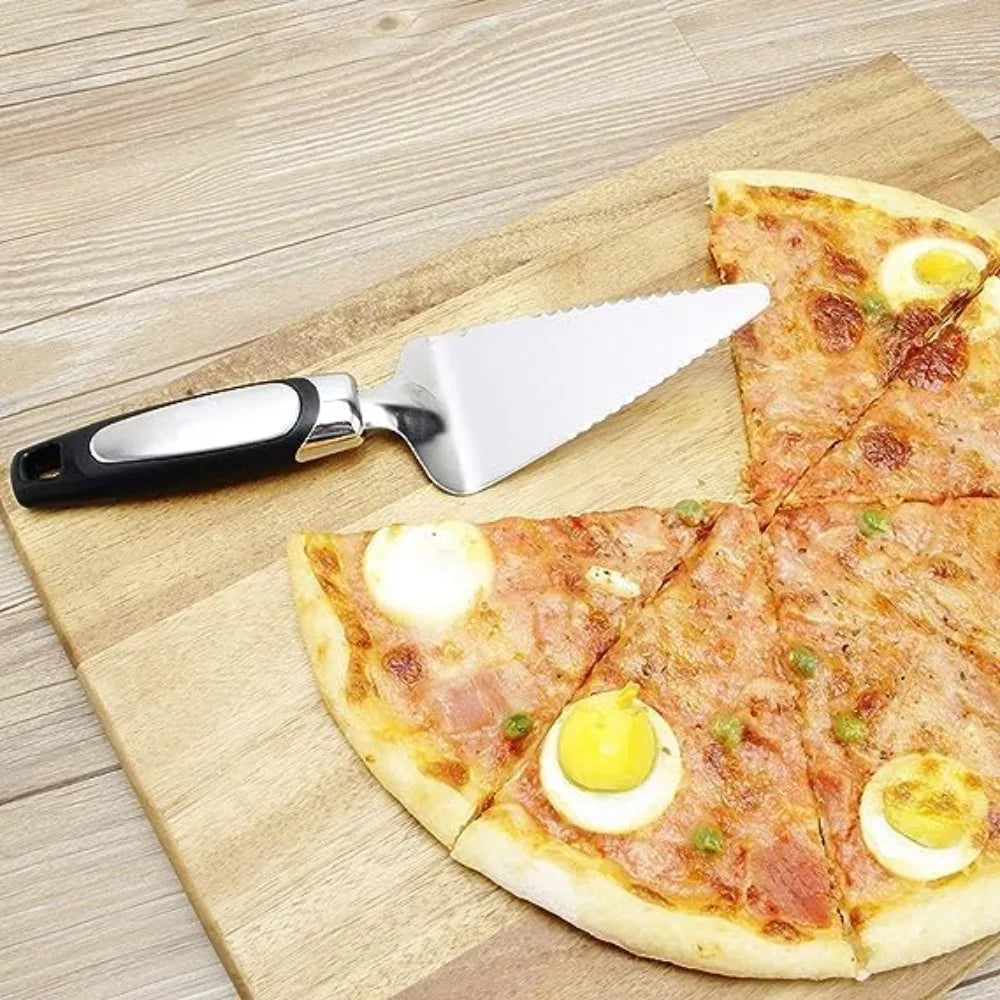 Kitchen Gadget Stainless Steel Triangular Cake Spatula Plastic Handle Mirror Finish Pizza Peel Household Cheese Shovel Bakery