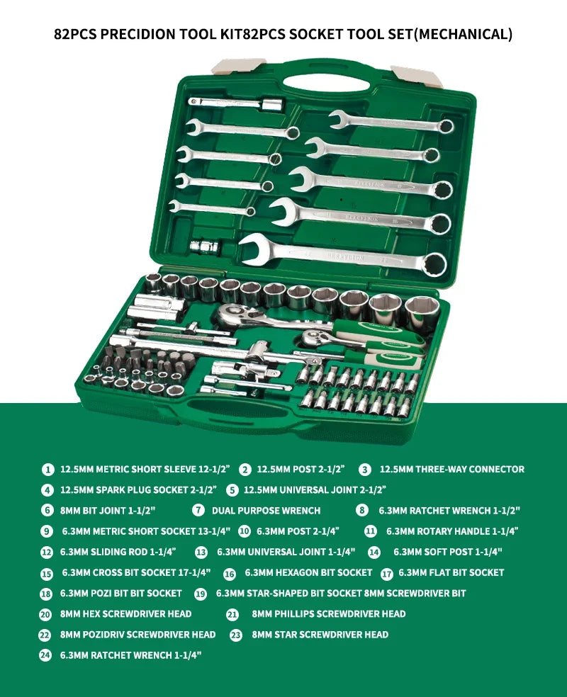 For Auto Repair Tool Set, Multi-function Wrench Set, 82 Sets of Vehicle Emergency Tools, Multi-function Hardware Tool Set