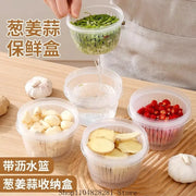 Kitchen onion, ginger, garlic circular storage box, household portable refrigerator with lid, fruit storage box, food drain box