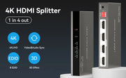HDMI Splitter 4K@60Hz 1 in 4 Out with EDID Management for Exhibition Classroom Presentation Gaming 4 Way HDMI Splitter 4 Port