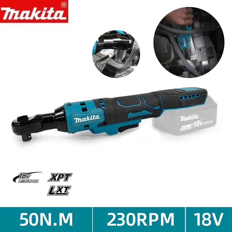 Makita Ratchet Right Angle Wrench Brushless Cordless Driver Multifunction Variable Speed Power Wrench LED 18V Power Tools