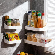 Kitchen Organizer Large Capacity Spice Jar Storage Holder Multifunctional Self-adhesive Wall Mounted Plastic Storage Rack