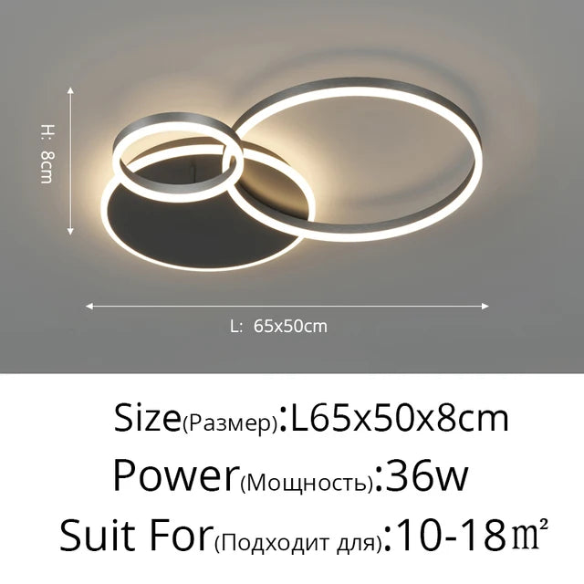Smart Home Modern Round Design LED Ceiling Chandelier For Living Room Restaurant Bedroom Circle Rings Lighting Fixture Luminaire