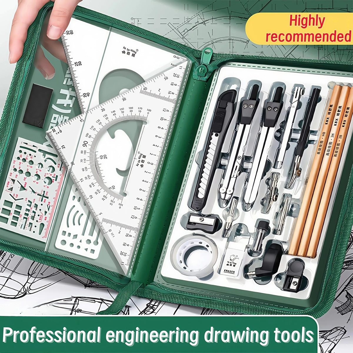 Engineering Tool Set, Precision Measuring Instrument Kit, Durable Stainless Steel, Engineering, Physical and Technical Drawing